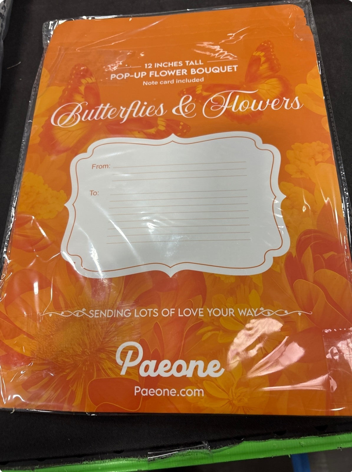 Paeone Paper Pop-Up Flower Bouquet, 12 Inch, Butterflies & Flowers
