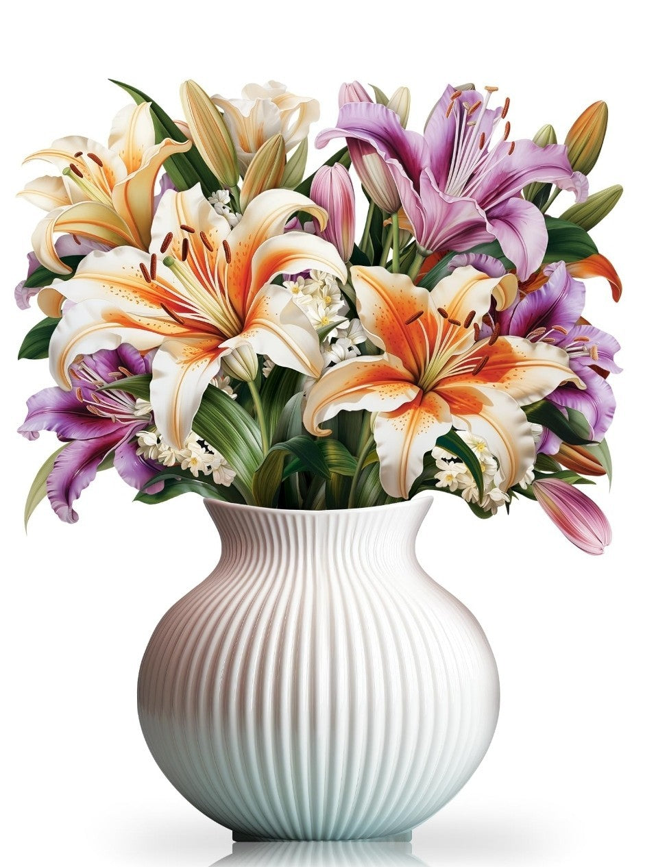 Paper Pop-Up Flower Card, Lilies, Forever Flowers Bouquet 3D 11 inch, Lilies 
