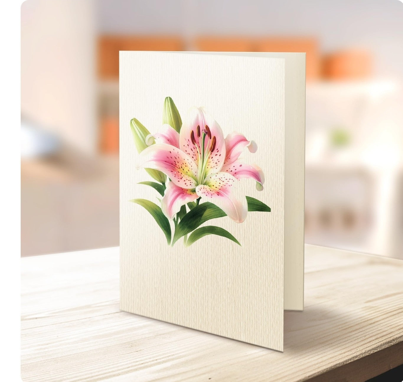 Paper Pop-Up Flower Card, Lilies, Forever Flowers Bouquet 3D 11 inch, Lilies 